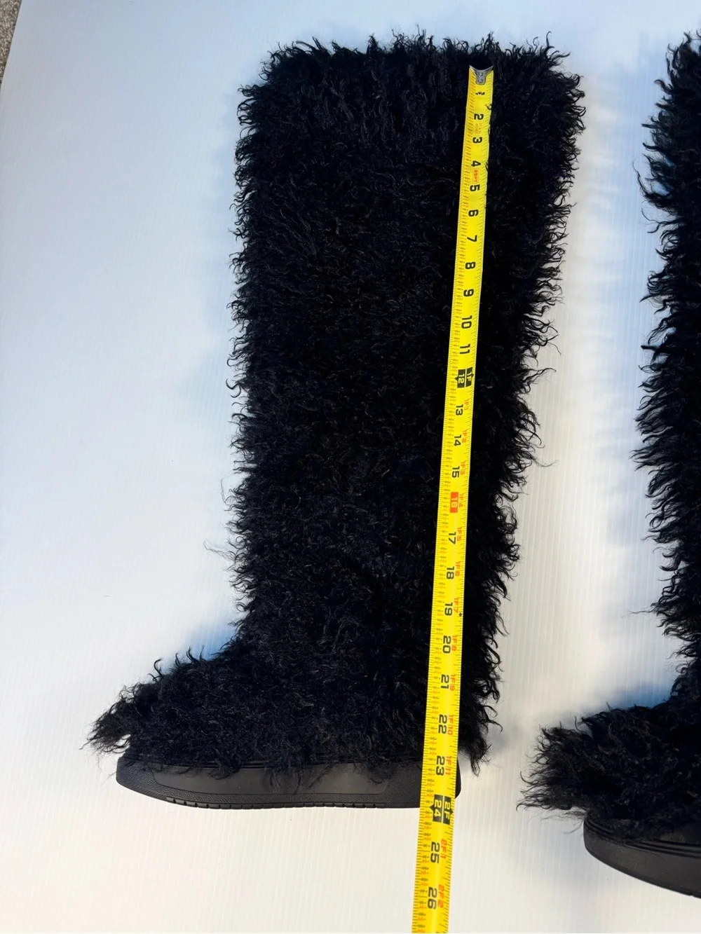 🖤 Azalea Wang Templeton Black Shaggy Faux Fur Knee-High | Cozy Statement Boots